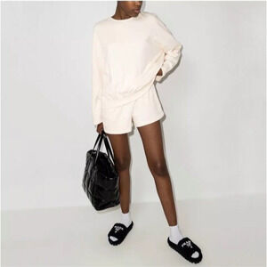 The Frankie Shop Jaimie Cotton Crew Sweatshirt Womens Size Medium Ivory White